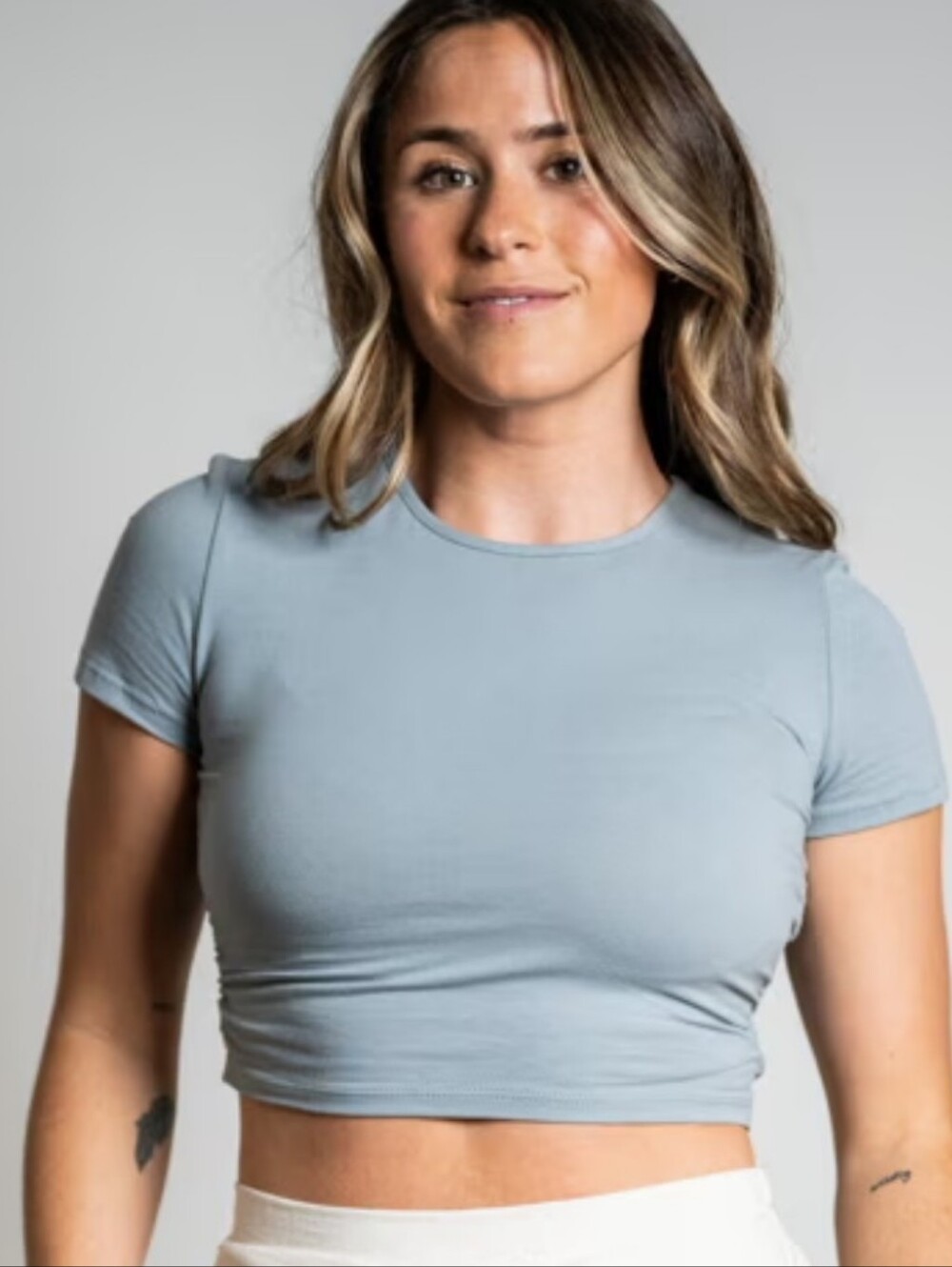 Sozy Analee Cropped Cotton Tee- Green L